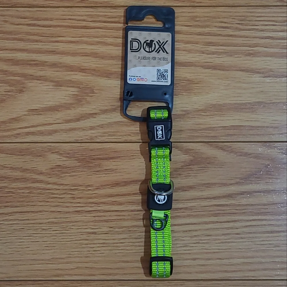 DDOXX Nylon Neon Green Dog Collar Sz Small